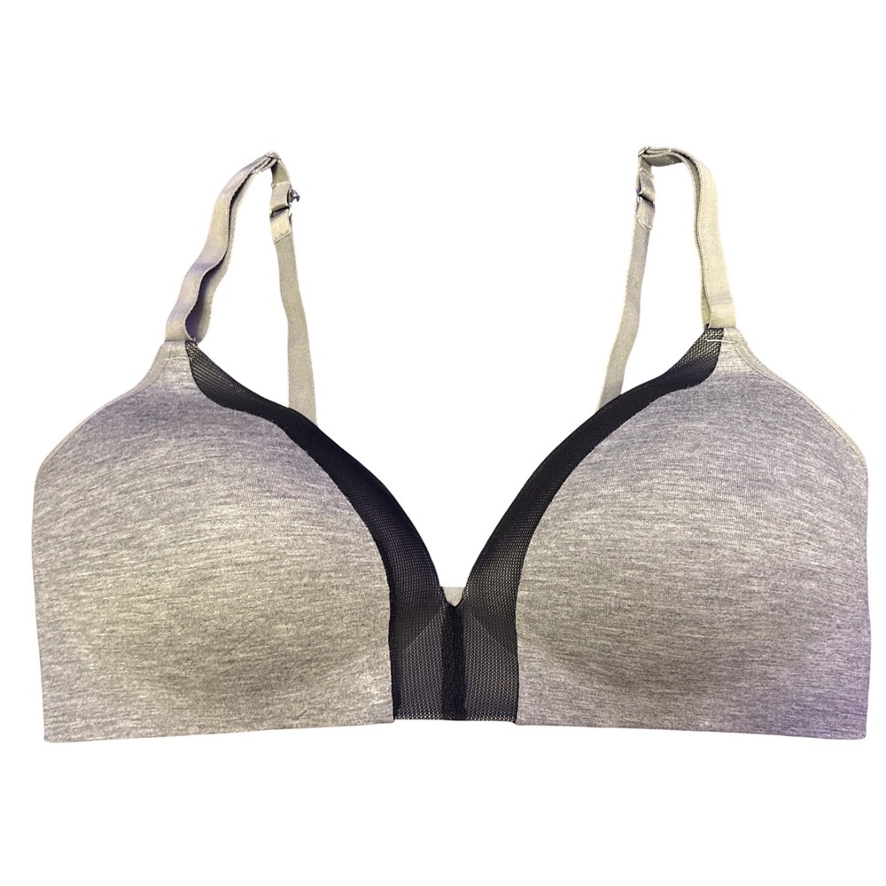 All You Lively Gray Black Full Figure Wirefree Bra 38DD